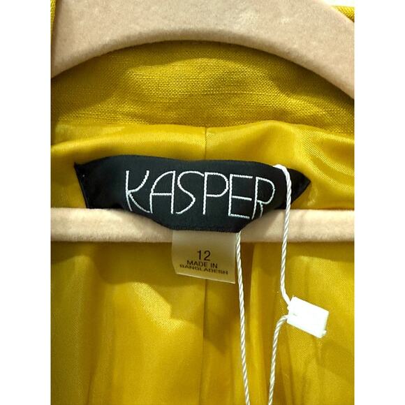 NWT Kasper Linen Blend Open Front Topper Cuff Sleeve Oversized Blazer Womens 12 - Picture 5 of 8